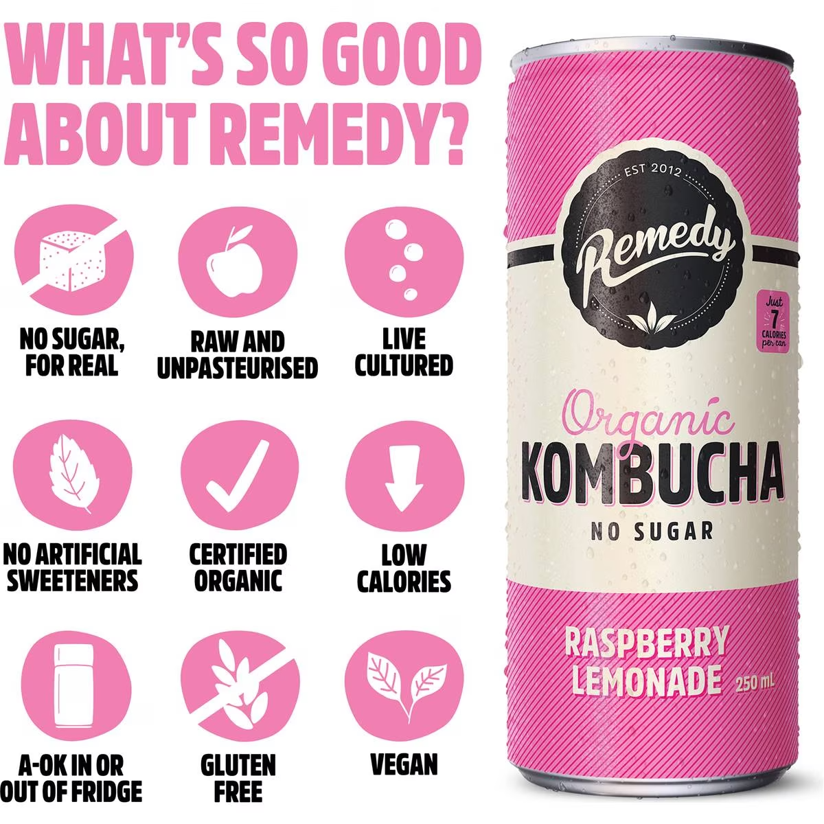 Remedy Raspberry Lemonade Kombucha 4 Pack