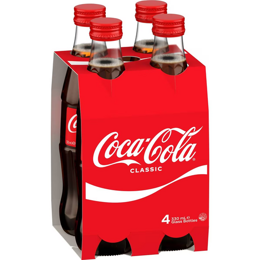 Coca - Cola Classic Soft Drink Multipack Glass Bottles 4 X 330ml