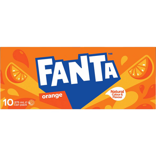 Fanta Orange Soft Drink Multipack Cans 375ml X10 Pack