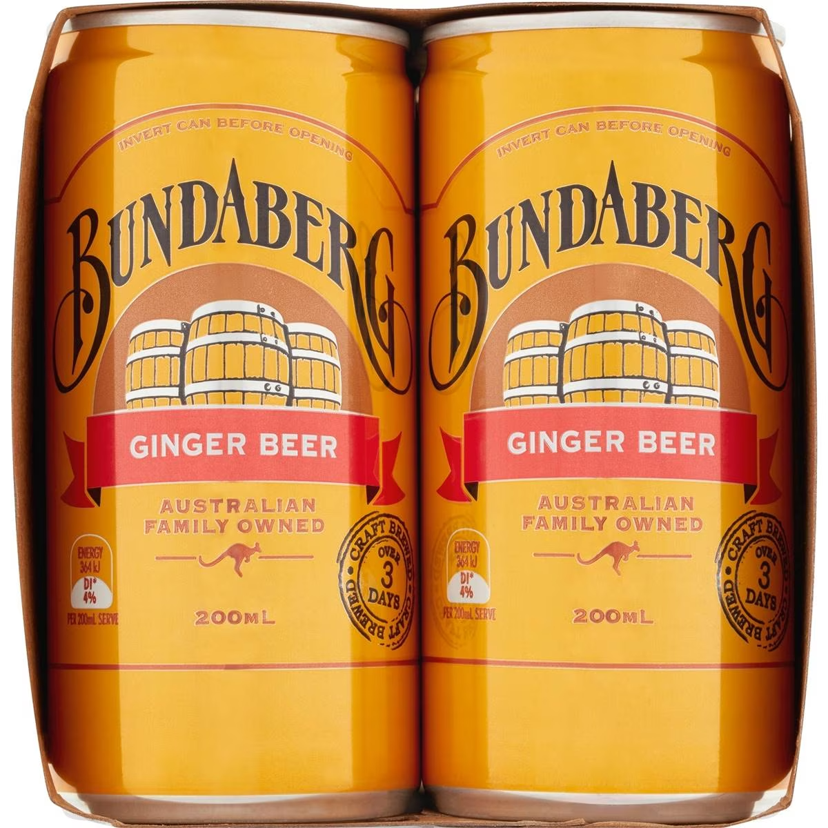 Bundaberg Ginger Beer Mini Can 200ml X6 Pack