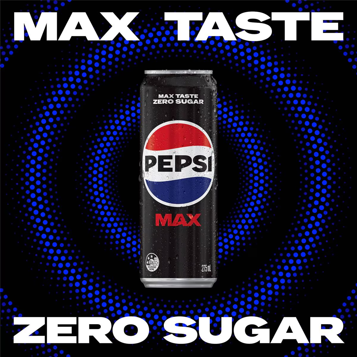 Pepsi Max No Sugar Cola Soft Drink Mini Cans Multipack 275ml X 6 Pack