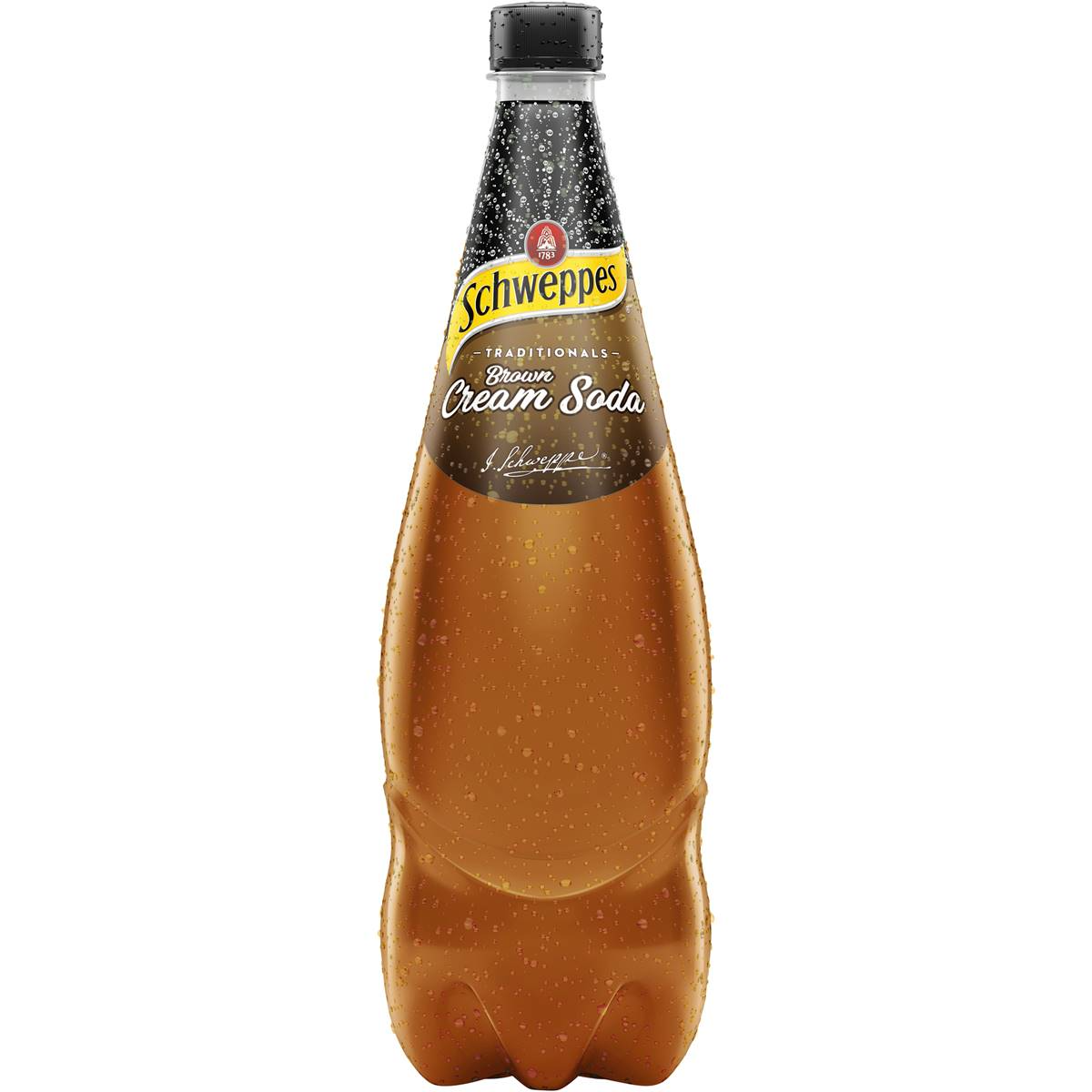 Schweppes Traditional Brown Creaming Soda Soft Drink Bottle 1.1l