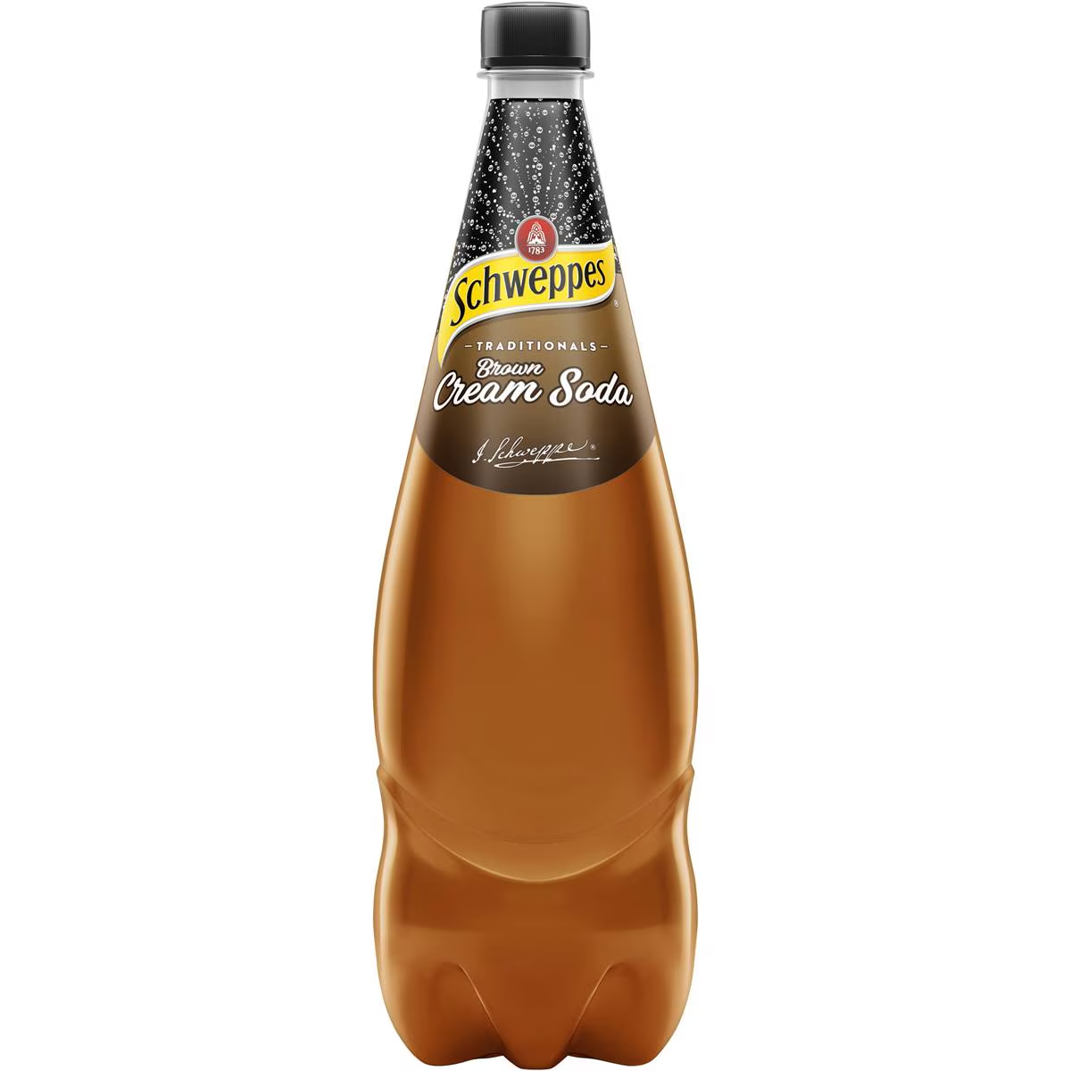 Schweppes Traditional Brown Creaming Soda Soft Drink Bottle 1.1l