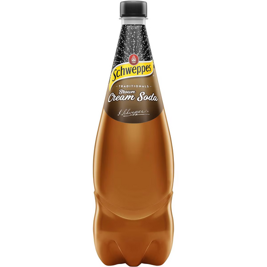 Schweppes Traditional Brown Creaming Soda Soft Drink Bottle 1.1l