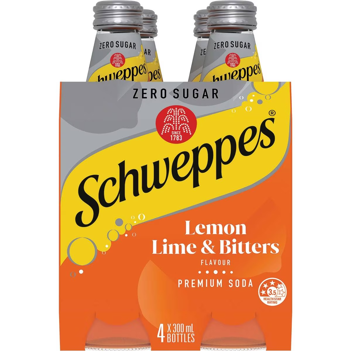 Schweppes Zero Sugar Classic Mixers Lemon Lime Bitters Soft Drink 300ml X 4