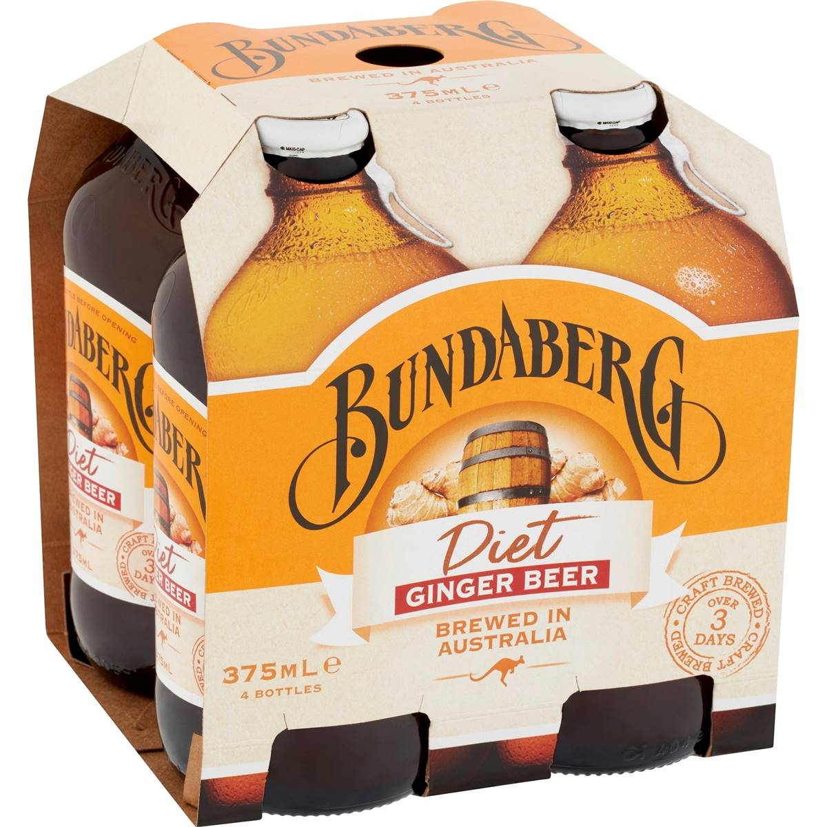 Bundaberg Diet Ginger Beer 375ml X4 Pack