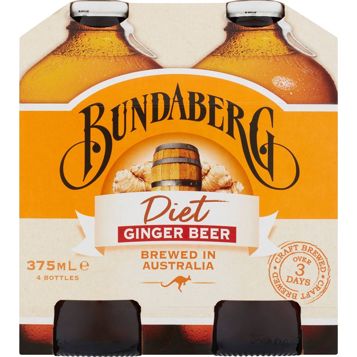 Bundaberg Diet Ginger Beer 375ml X4 Pack