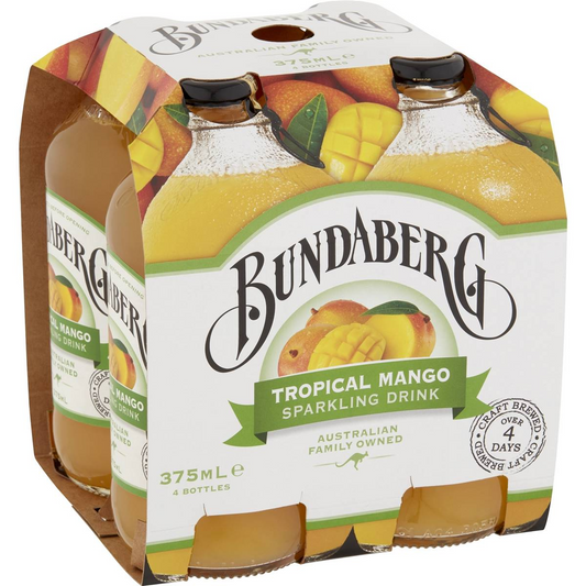 Bundaberg Tropical Mango Sparkling Drink 375ml X4 Pack