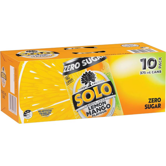 Solo Zero Sugar Lemon Mango Soft Drink Cans 375ml x 10 Pack