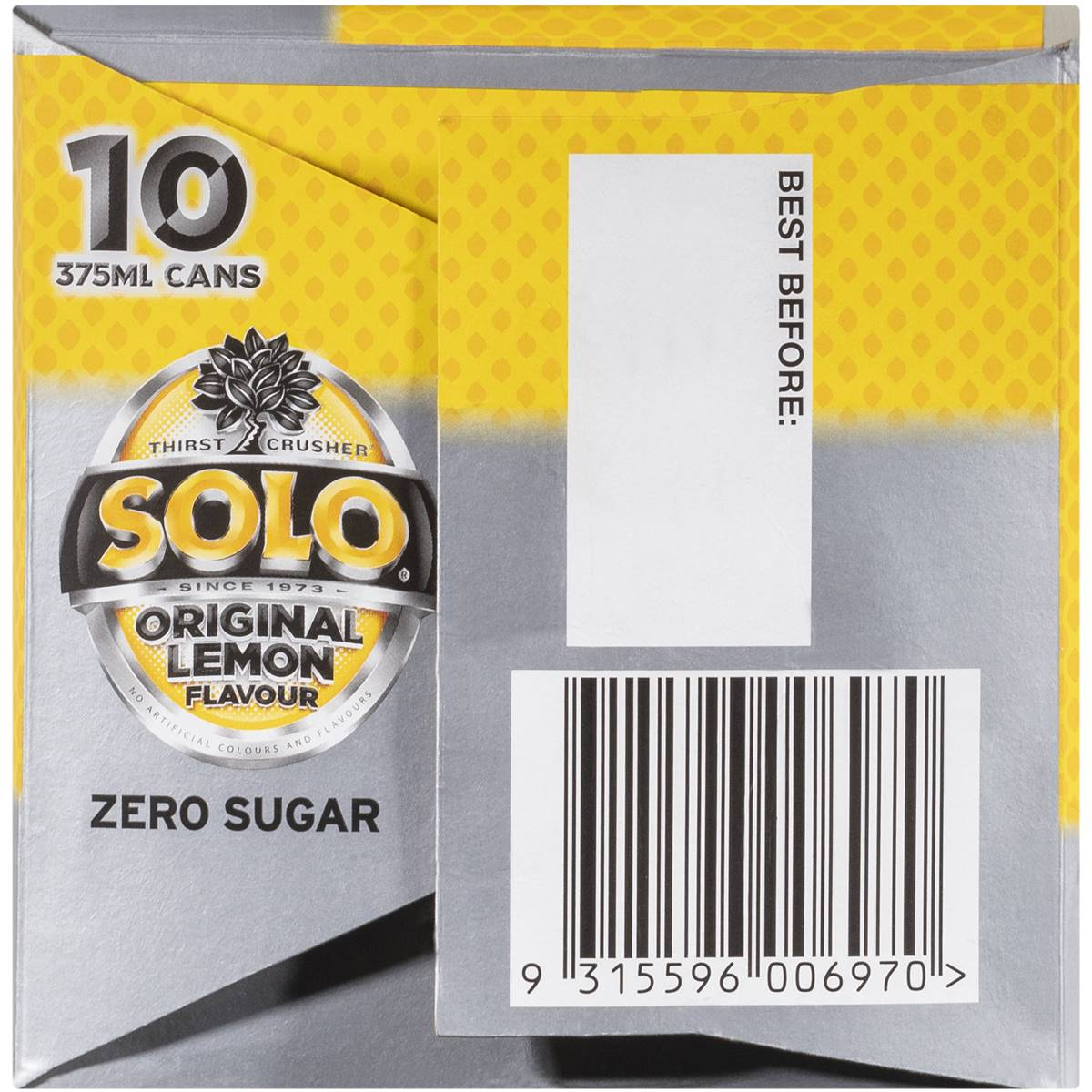 Solo Zero Sugar Original Lemon Soft Drink Cans Multipack 375ml x 10 Pack