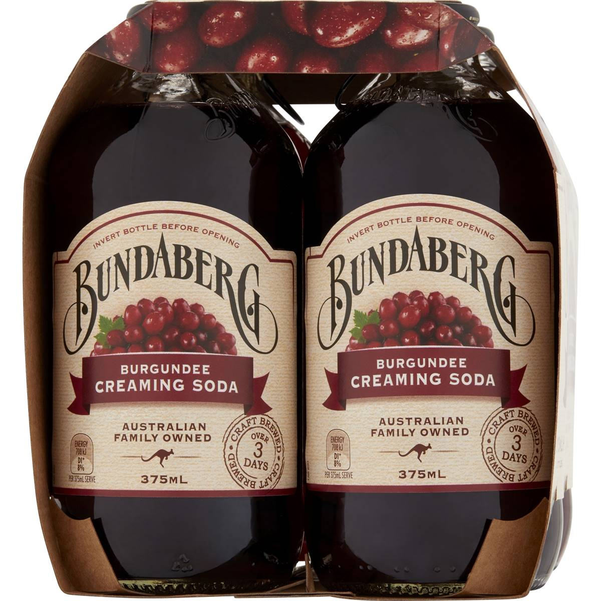 Bundaberg Burgundee Creaming Soda 375ml X4 Pack