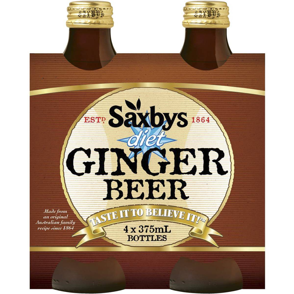 Saxbys Diet Ginger Beer 4x375mL