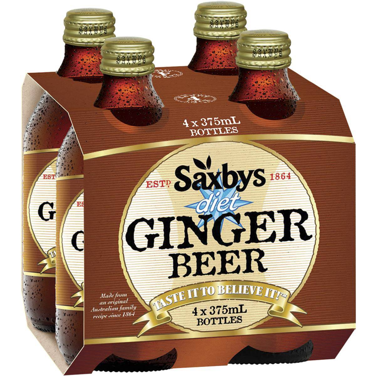 Saxbys Diet Ginger Beer 4x375mL