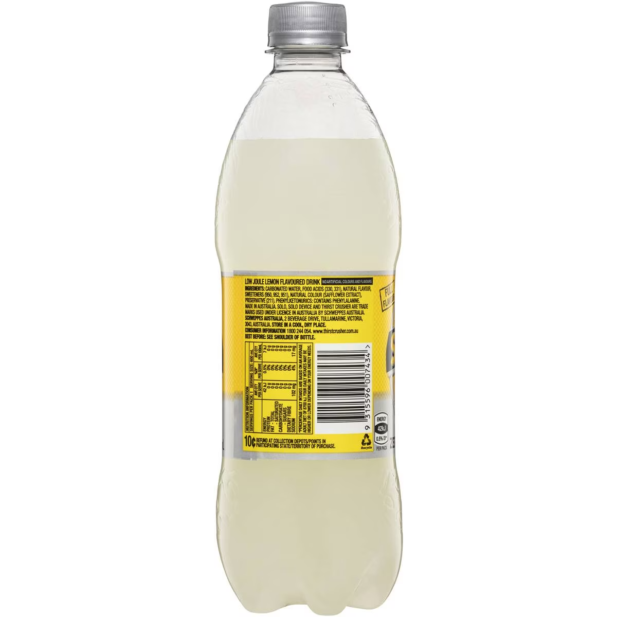 Solo Zero Sugar Original Lemon Soft Drink Bottle 600ml