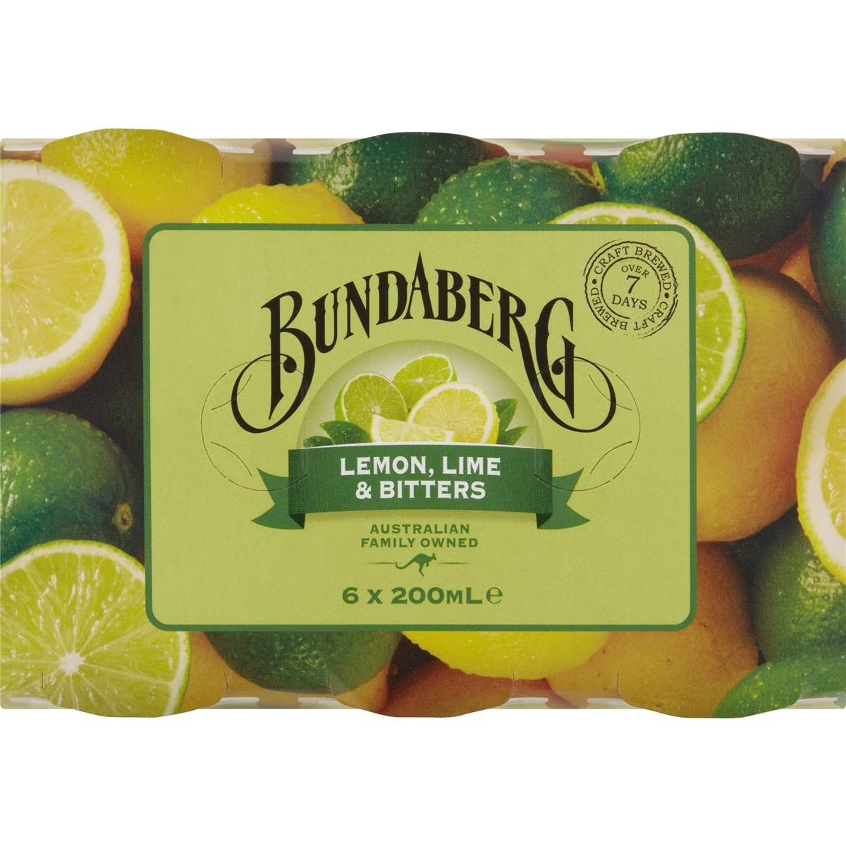 Bundaberg Mini Cans Lemon Lime Bitters 6 X 200ml