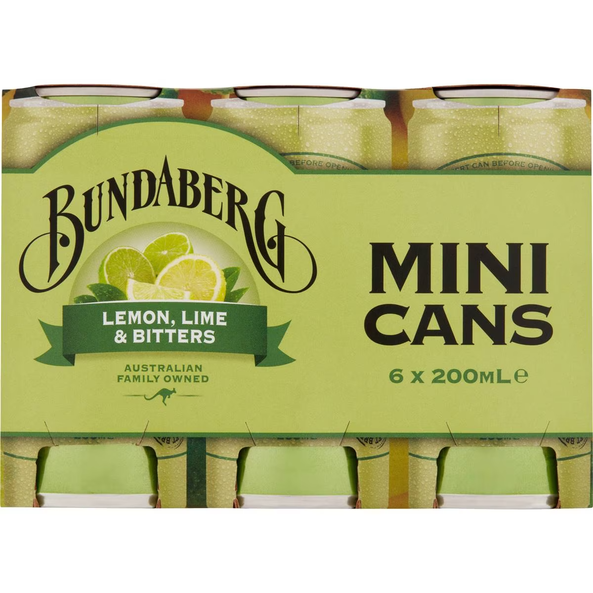 Bundaberg Mini Cans Lemon Lime Bitters 6 X 200ml