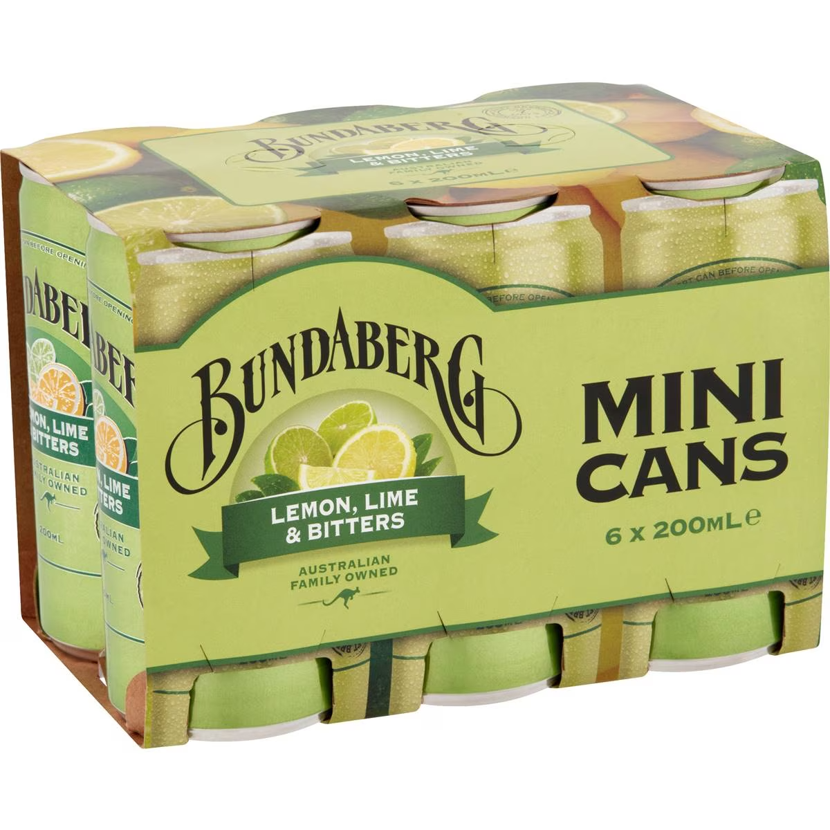 Bundaberg Mini Cans Lemon Lime Bitters 6 X 200ml