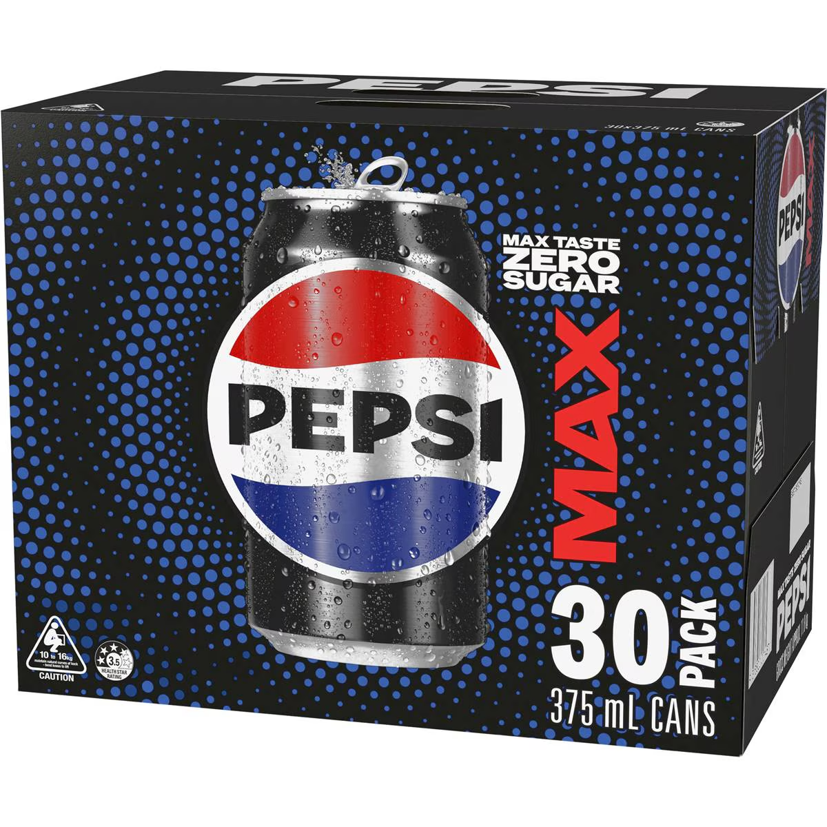 Pepsi Max No Sugar Cola Soft Drink Cans Multipack 375ml X 30 Pack