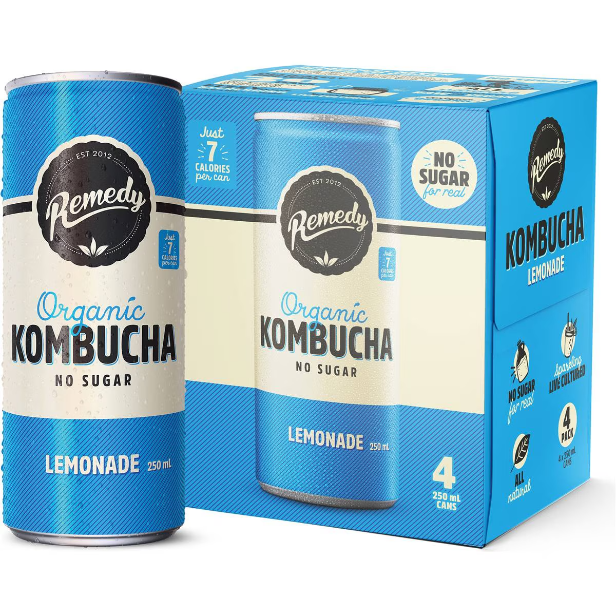 Remedy Organic Kombucha Lemonade 250ml X 4 Pack