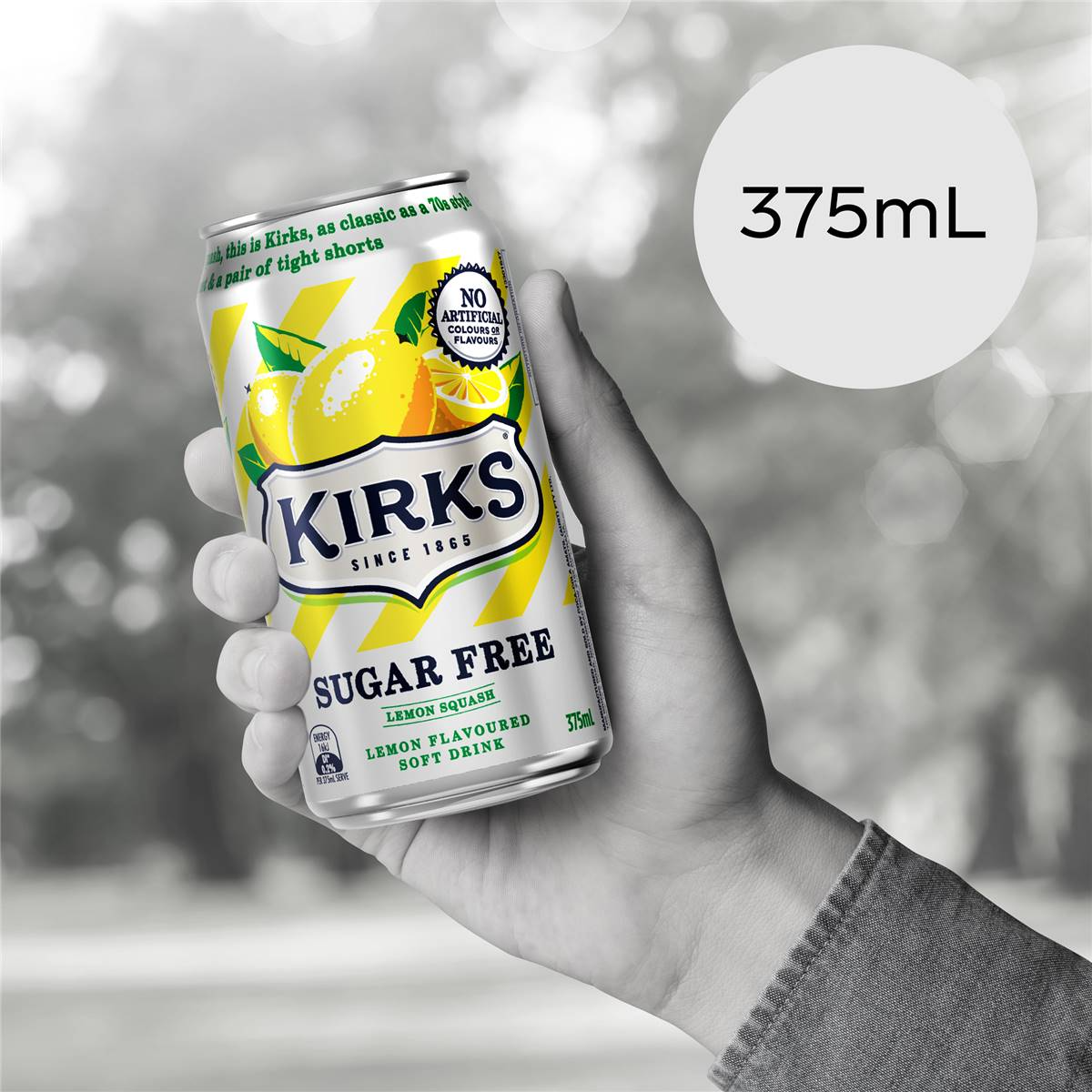 Kirks Sugar Free Lemon Squash Soft Drink Multipack Cans 375ml X10