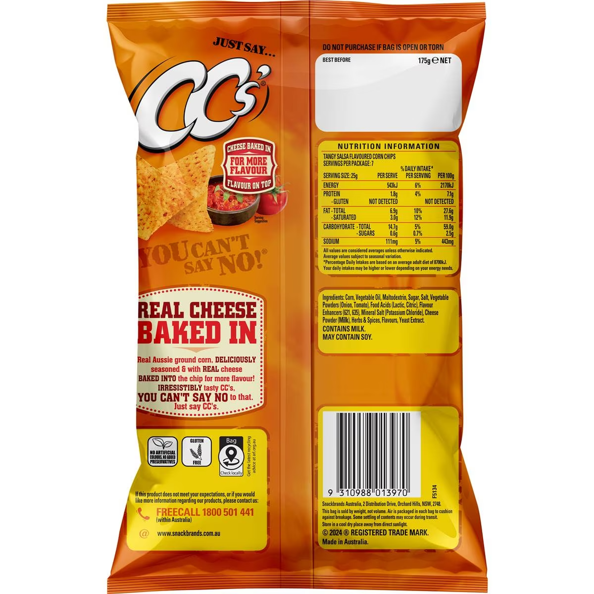 Cc's Corn Chips Tangy Salsa 175g