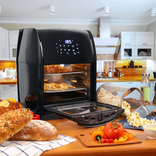 14L Digital Turbo Air Fryer Cooker w/ Rolling Cage/Rotisserie