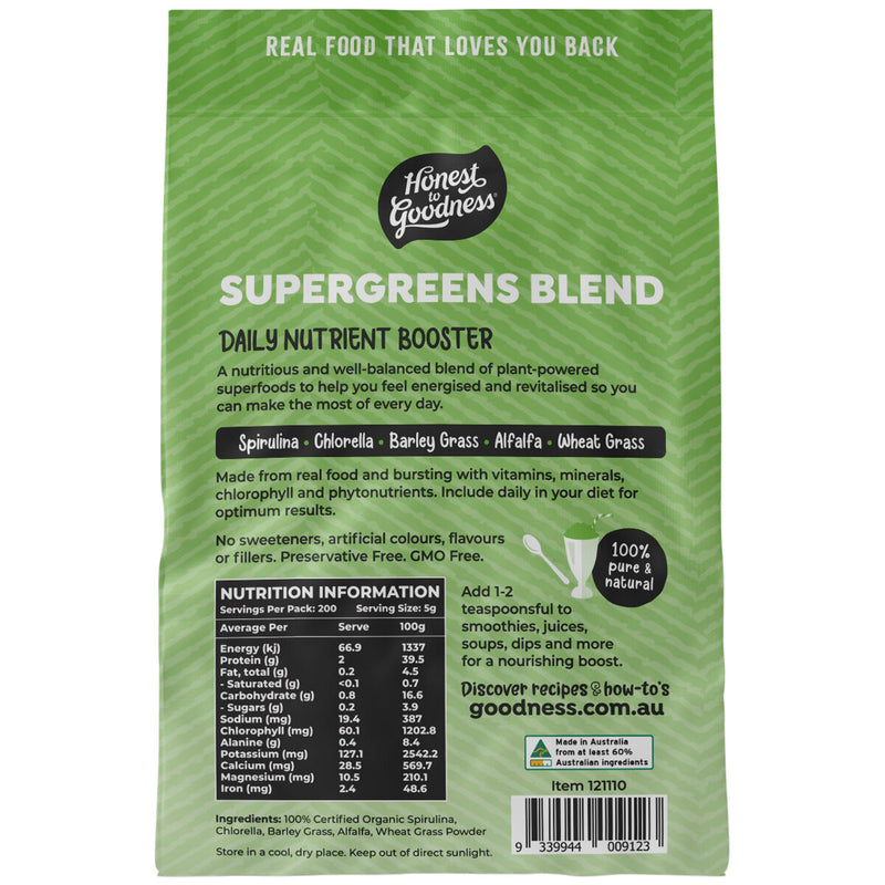 Honest to Goodness Organic Supergreens Blend Powder 1kg