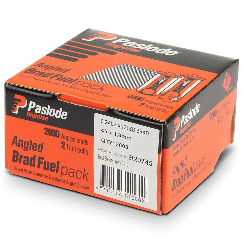PASLODE Impulse Brad Galvanised Angle W Fuel 2000 63mm 2000 Box B20765