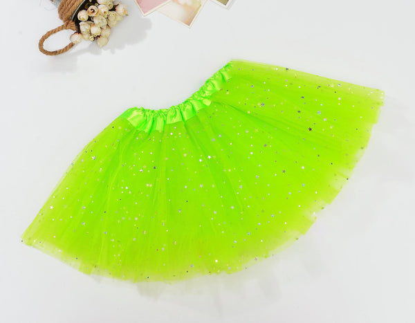 Sequin Tulle Tutu Skirt Ballet Kids Princess Dressup Party Baby Girls Dance Wear, Neon Green, Kids