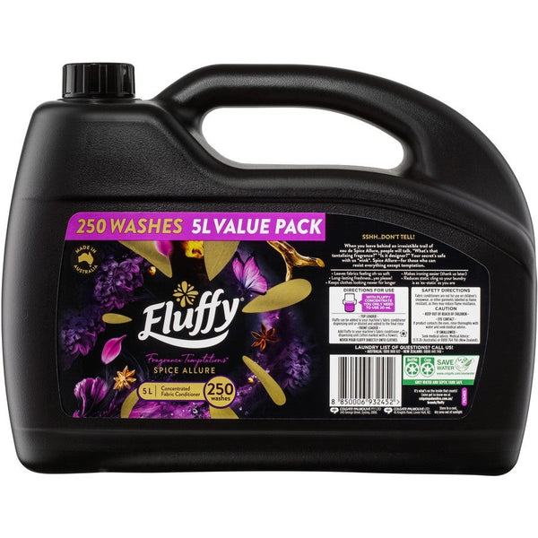 Fluffy Concentrate Liquid Fabric Softener Conditioner  5L  250 Washes  Spice Allure  Fragrance Temptations