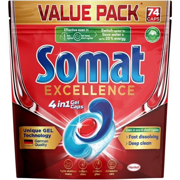 Somat Excellence 4-in-1 Machine Dishwasher Tablets 74 Pack